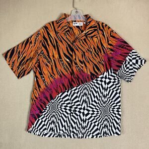 Vans Vault‎ Aries Shirt Mens M Multicolor Distorted Pattern Short Sleeve